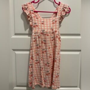 Angel Dear Girls 18-24m Pink & White Checked Gingham Cherry Dress